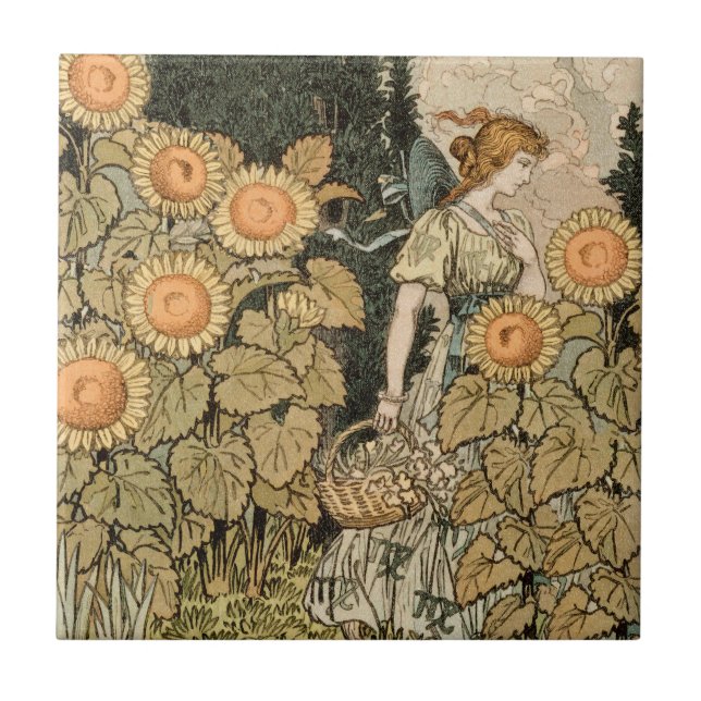 Sunflower Art Nouveau Garden Grasset Woman (Frente)