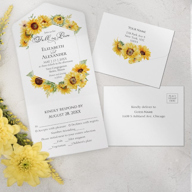 Sunflower Autumn Fall in Love Photo Weding (Criador carregado)