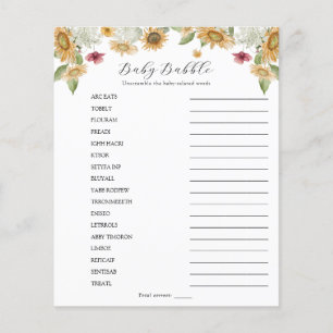Sunflower Baby Word Scramble