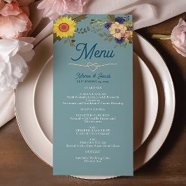 Sunflower Boho Dusty Blue Weding Menu