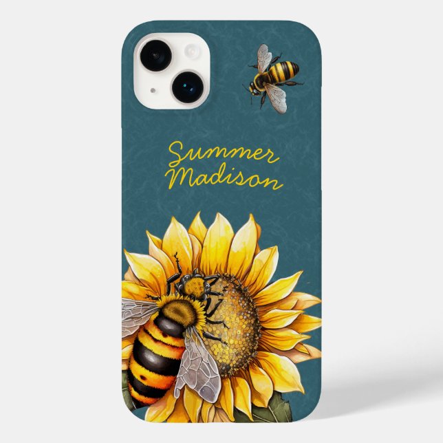 Sunflower Bumble Beers Floral Green Script Name (Verso)