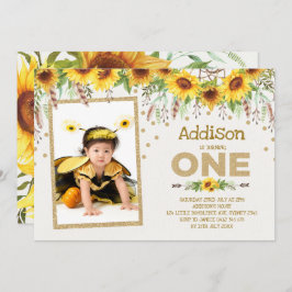 Sunflower Bumblebee Primeiro Convite para primeiro