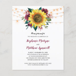 Sunflower Burgundy Rosa Luzes Orçamento Casamento