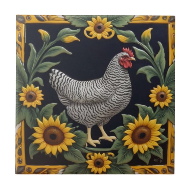 Sunflower Chicken - Grey Hen & Sunflowers (Frente)