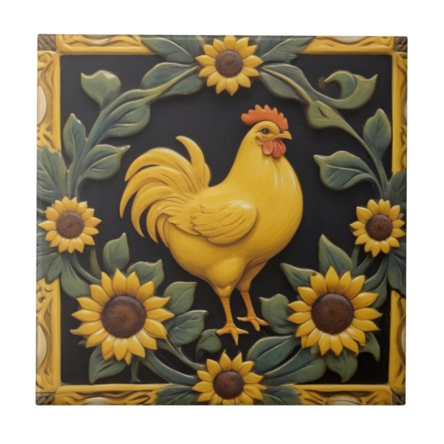 Sunflower Chicken - Yellow Hen & Sunflowers (Frente)