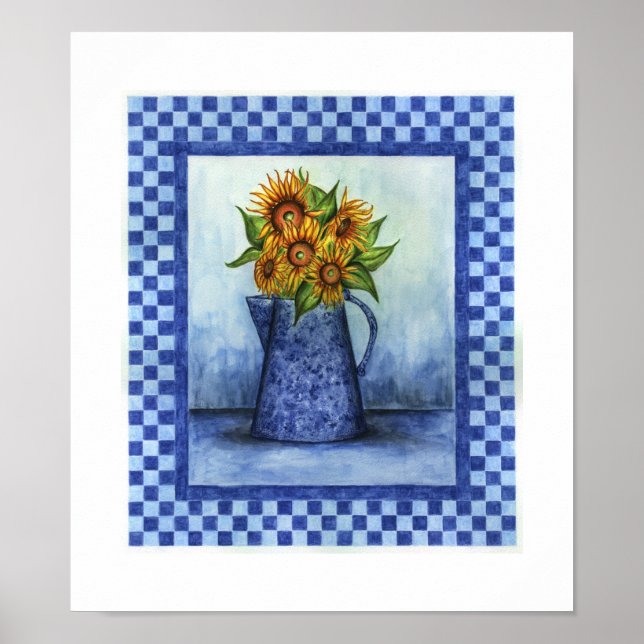 Sunflower Country Folk Art Poster Impressão (Frente)