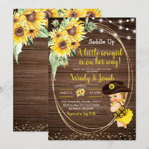 Sunflower Cowgirl convite para Chás de fraldas r