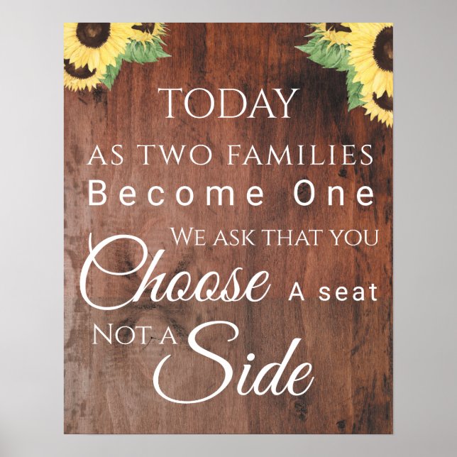 Sunflower design choose a seat not a side Poster (Frente)