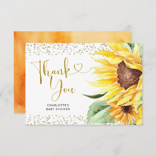 Sunflower está no caminho do Cartões de agradecime (Frente/Verso)