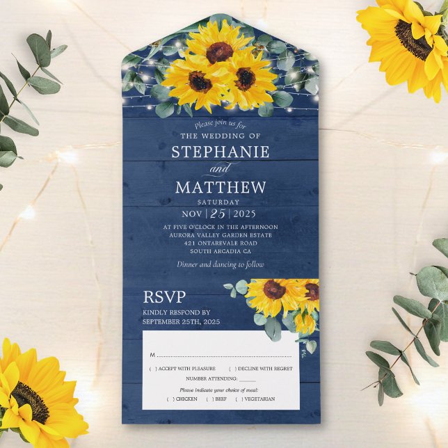 Sunflower Eucalyptus String Lights Marinho Casamen (Criador carregado)