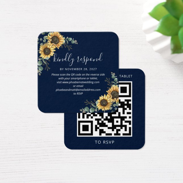 Sunflower Eucalyptus Wedding Website QR Code RSVP (Mesa)
