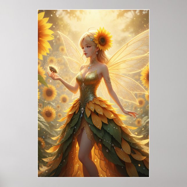 Sunflower Fairy Fantasy Illustration Poster (Frente)