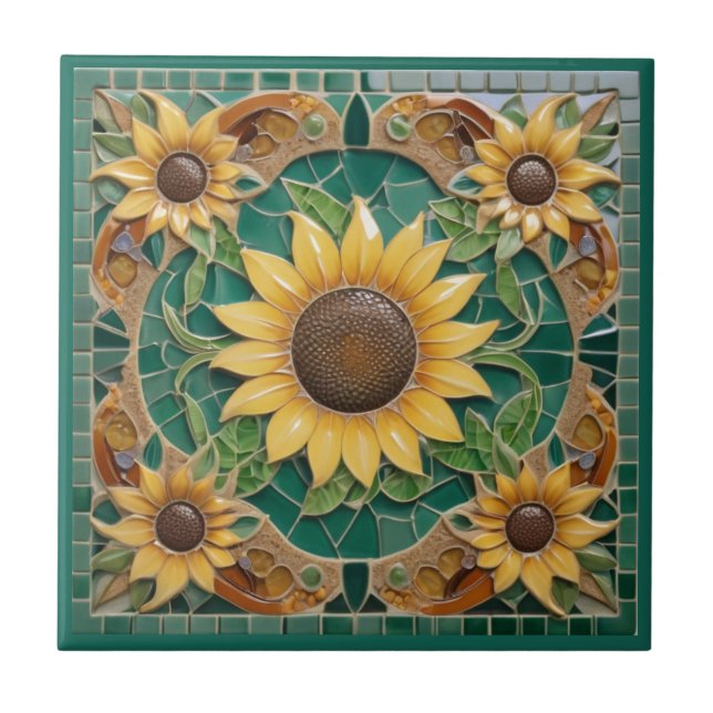 Sunflower Faux Mosaic Dark Green (Frente)