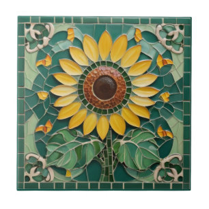 Sunflower Faux Mosaic Dark Green