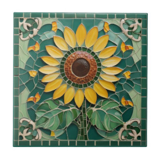 Sunflower Faux Mosaic Dark Green