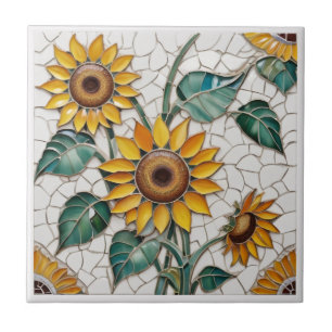 Sunflower Faux Mosaico White