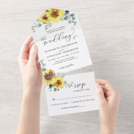 Sunflower Floral Eucalyptus Detalhes do Casamento