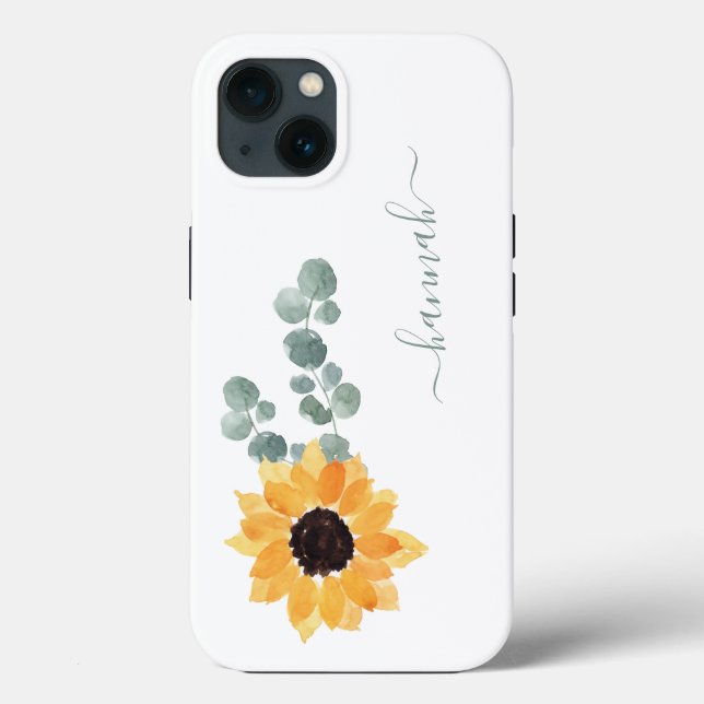 Sunflower Floral Personalizado Name Case-Mate iPho (Verso)