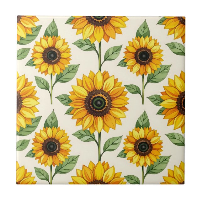Sunflower Floral Seamless Pattern Bright Yellow (Frente)