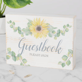 Sunflower Greenery Eucalyptus Wedding Guestbook