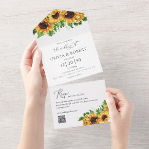 Sunflower Greenery Todos em Um Convite para Casame