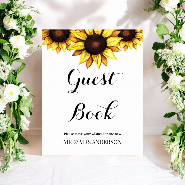 Sunflower Guest Book Wedding Sign Floral Poster (Criador carregado)