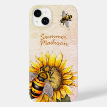 Sunflower Honey Bees Summer Floral Nome