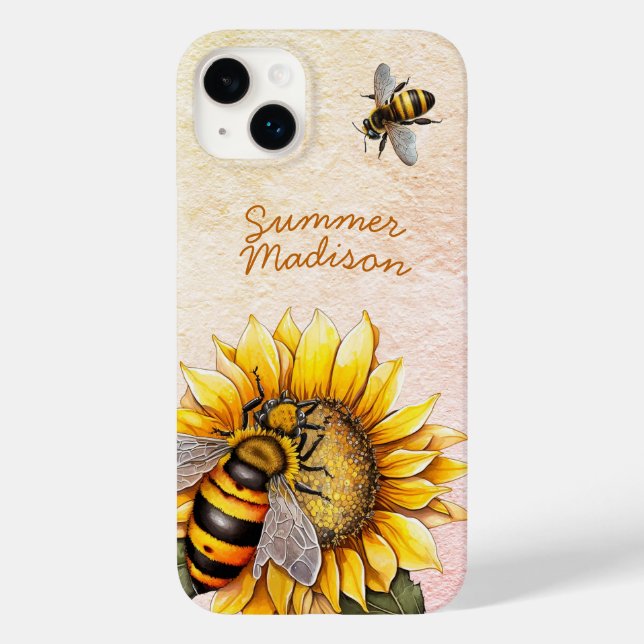 Sunflower Honey Bees Summer Floral Nome (Verso)