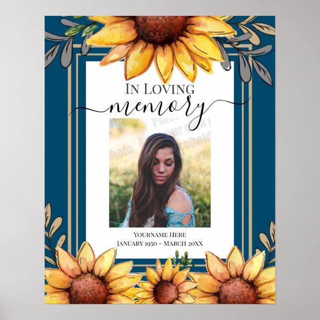 Sunflower In Loving Memory Photo Poster (Frente)