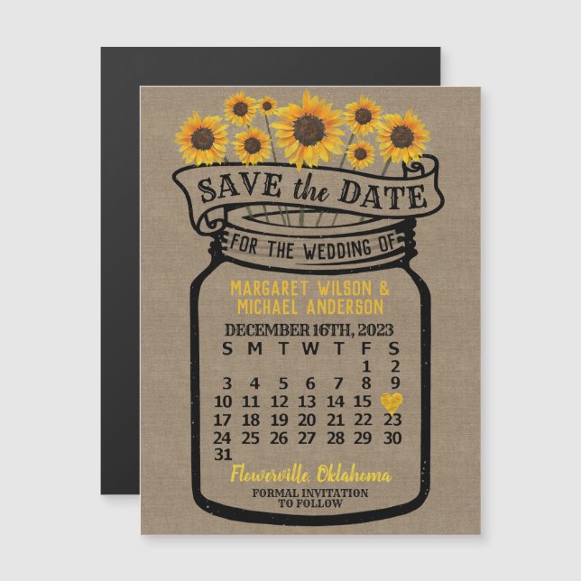 Sunflower Jar Dezembro 2023 Data Magnet (Frente/Verso)