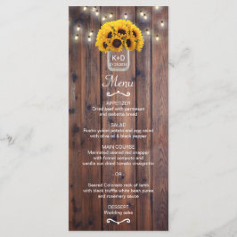 Sunflower Jar String Luzes Rustic Weding Menu
