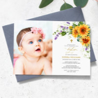 Sunflower & Lavander Foto Baptism Convite