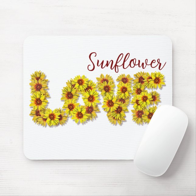 Sunflower Love Mouse Pad (Com mouse)