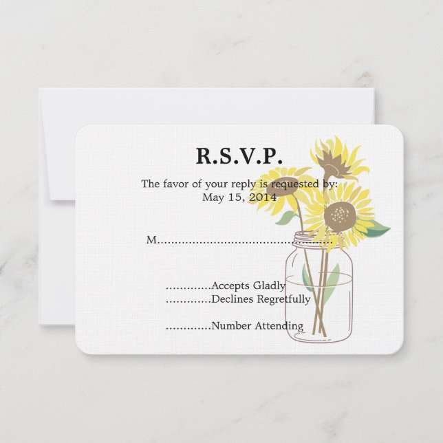 Sunflower Mason Jar Wedding RSVP (Frente)