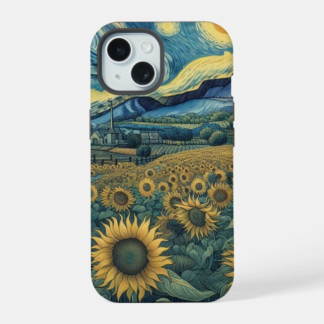 Sunflower Meadow in the Starry Night (Verso)