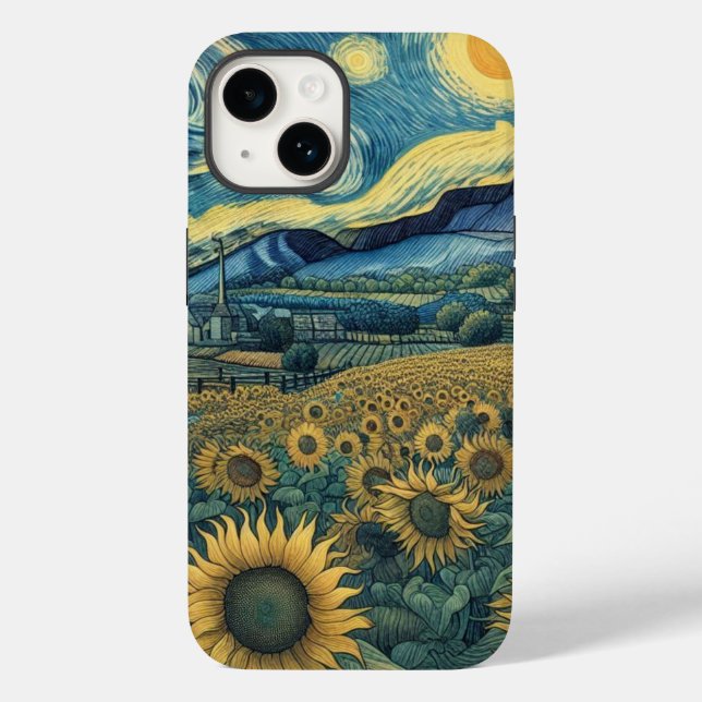 Sunflower Meadow in the Starry Night (Verso)
