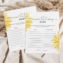 Sunflower Name, esse jogo de chá de fraldas de mús