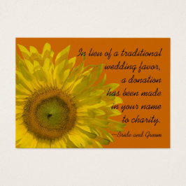 Sunflower on Orange Wedity Charity Favor Card