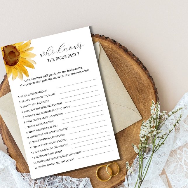 Sunflower Quem conhece o melhor jogo da noiva (Criador carregado)