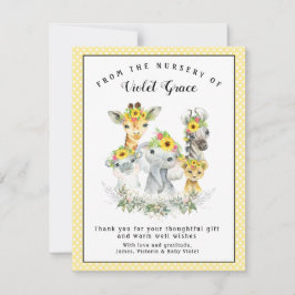 Sunflower Safari Chá de fraldas Obrigado Cartões