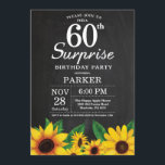 Sunflower Surprise 60º Convite de Aniversário<br><div class="desc">O 60º Aniversário do Sunflower Surprise. Flores Florais e Fundo Chalkboard. Retrô De Vintage. Aniversário das mulheres. 15 12 13 16º 18º 20 21rua 30 40º 50º 60º 70 90 100º,  qualquer idade. Digital Imprimível.Para mais personalização,  clique no botão "Personalizar" e use a ferramenta design para modificar este modelo.</div>
