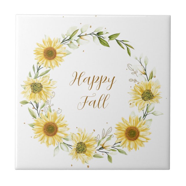 Sunflowers wreath with customizable text (Frente)