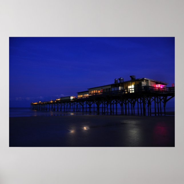 Sunglow Pier Night Stars Daytona Beach Poster (Frente)