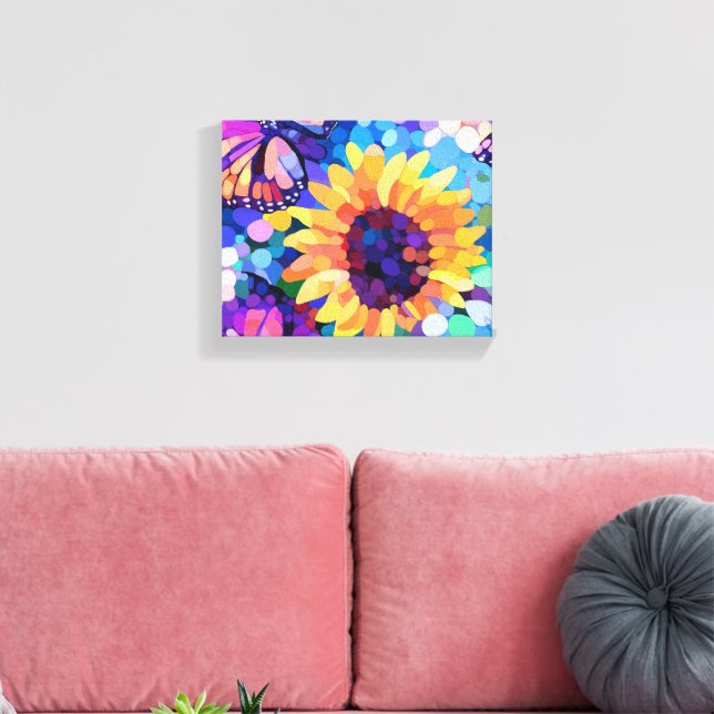 Sunlight & Butterflies Sunflower Canvas Art (Insitu(Sala de estar))