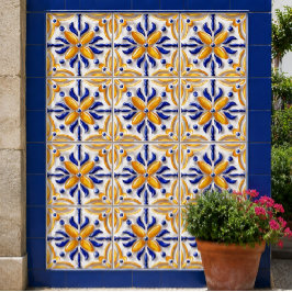 Sunlit Algarve Handcrafted Portuguese Blue Yellow