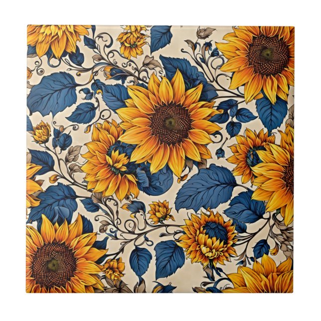 Sunlit Blooms: Sunflower Pattern Trabalho de arte (Frente)