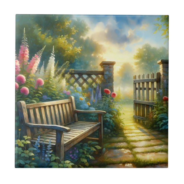 Sunlit Garden Pathway Gate Scene (Frente)