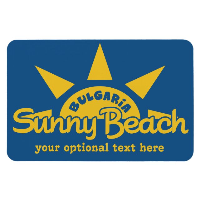 Sunny Beach BULGARIA Texto personalizado e ímã de  (Horizontal)