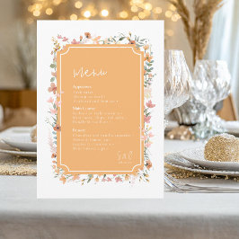 Sunny Wildflower Wedding Menu Peach ID1023
