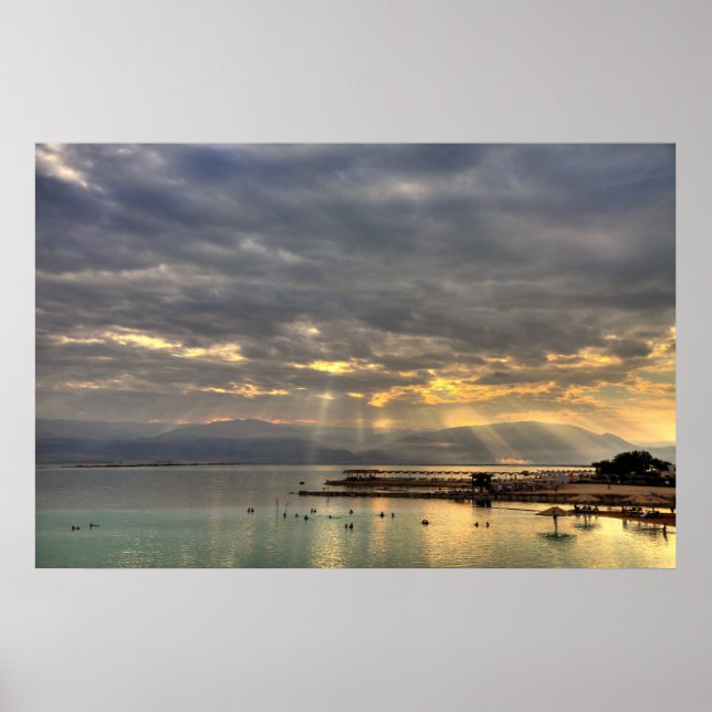 Sunrise at the Dead Sea Israel Photo Poster (Frente)